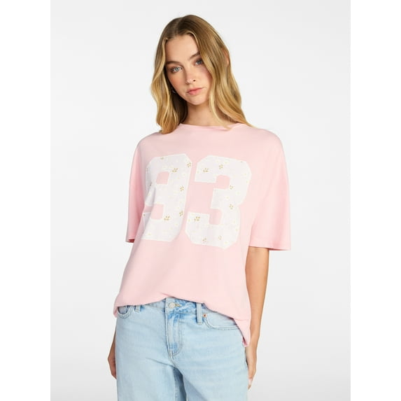 No Boundaries Washed Graphic Boyfriend Tee, Women's XXS-XXL