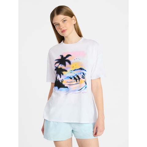 Graphic Oversized Boyfriend Tee, Women's XXS-XXL