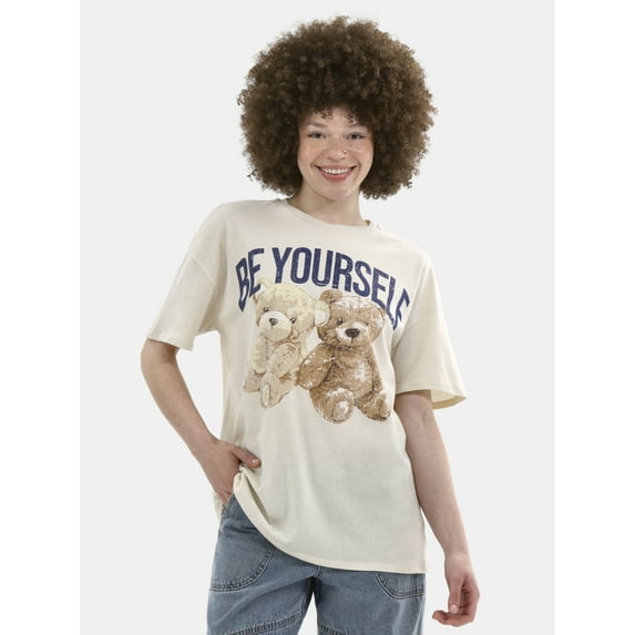 No Boundaries Washed Graphic Boyfriend Tee, Women's