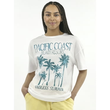 No Boundaries Washed Graphic Boyfriend Tee, Women's
