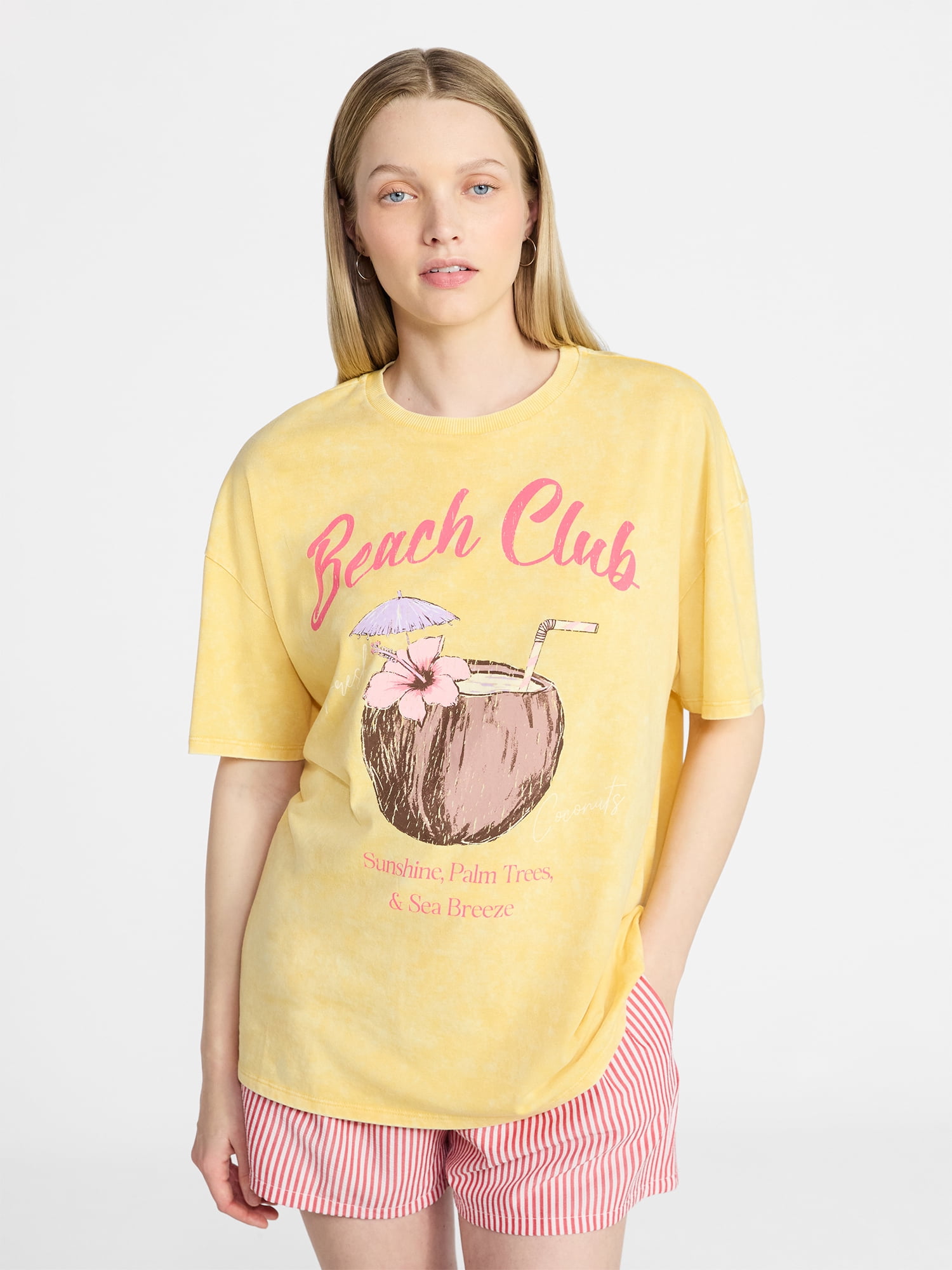No Boundaries Graphic Oversized Boyfriend Tee, Women's XXS-XXL