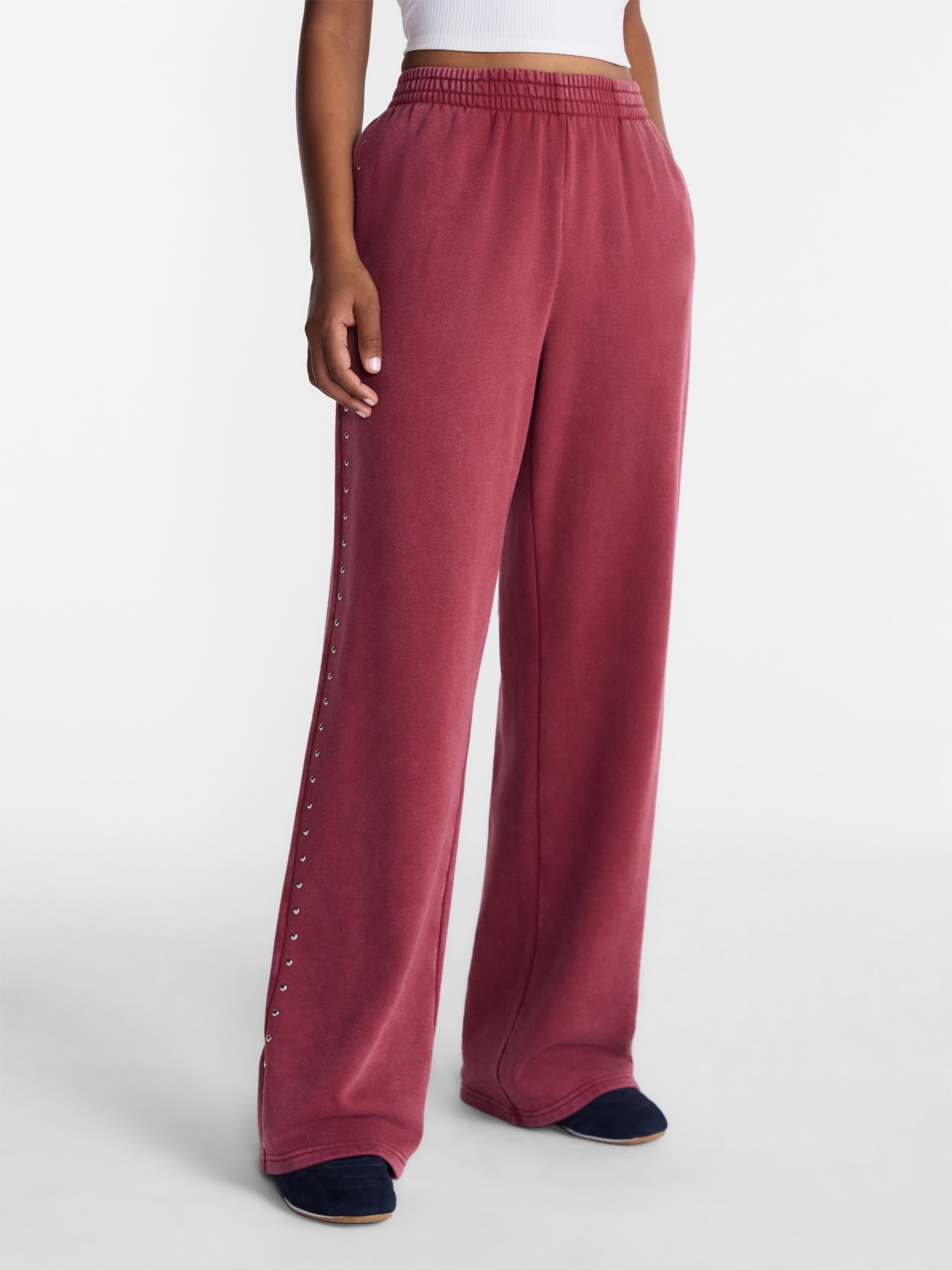 No Boundaries Mineral Wash Studded Sweatpants, 31" Inseam, Women's XXS-XXL