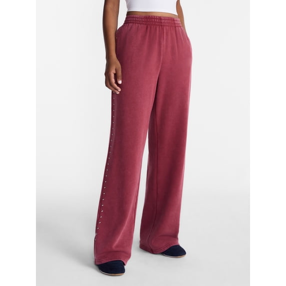 No Boundaries Mineral Wash Studded Sweatpants, 31" Inseam, Women's XXS-XXL