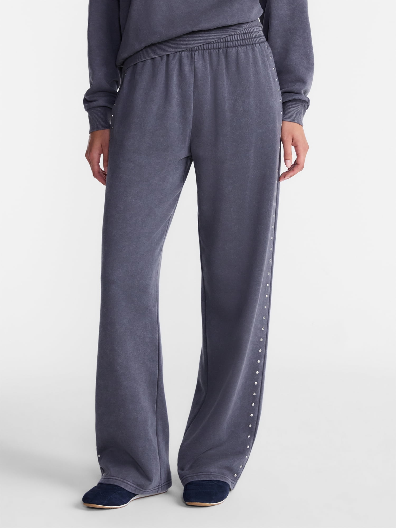 No Boundaries Mineral Wash Studded Sweatpants, 31" Inseam, Women's XXS-XXL