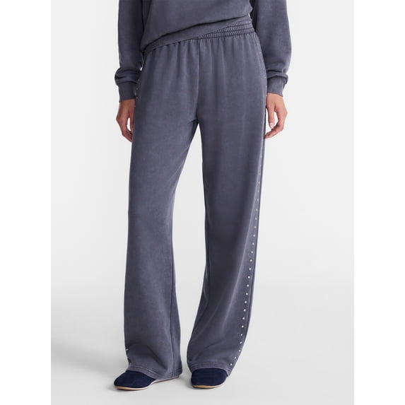 No Boundaries Mineral Wash Studded Sweatpants, 31" Inseam, Women's XXS-XXL