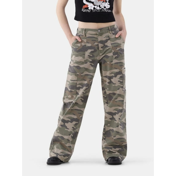 No Boundaries Wide Leg Cargo Pants, 29.5'' Inseam, Women's and Women's Plus Sizes XXS-4X