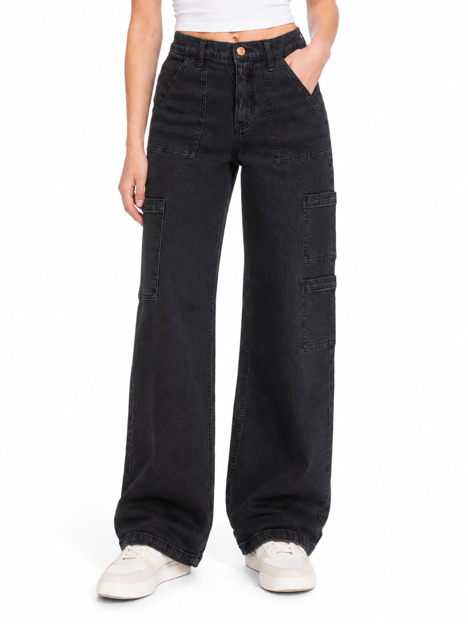 No Boundaries Wide Leg Cargo Pants, 30" Inseam, Women's and Women's XXS-4X