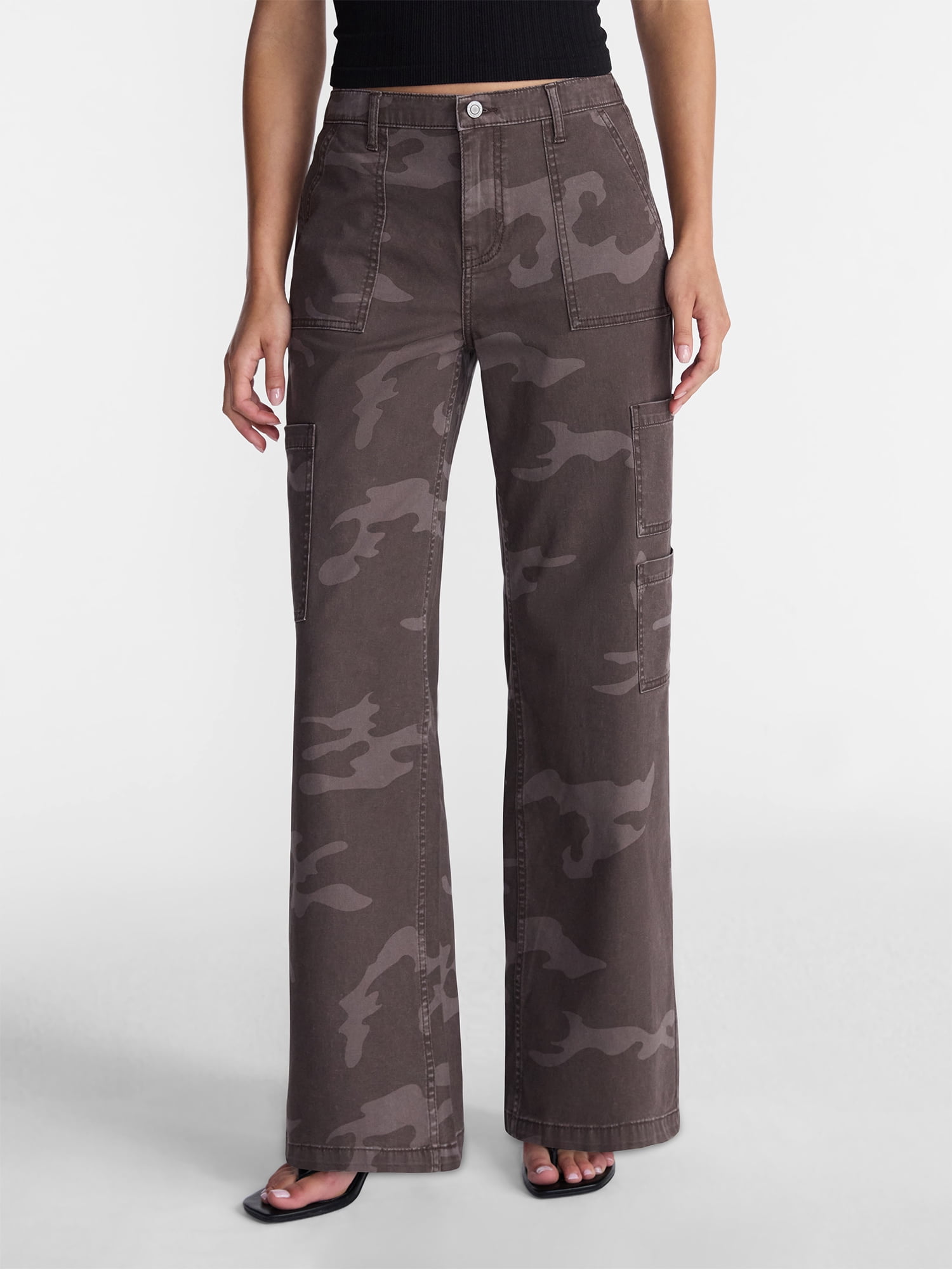 No Boundaries Wide Leg Cargo Pants, 33.5" Inseam, Women's and Women's Plus XXS-4X