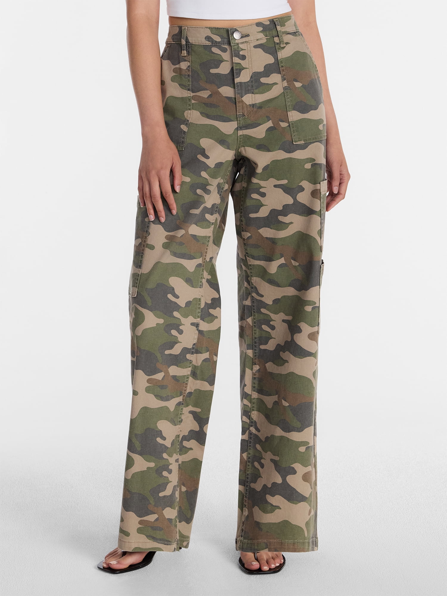 No Boundaries Wide Leg Cargo Pants, 33.5" Inseam, Women's and Women's Plus XXS-4X