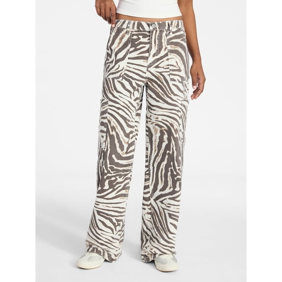 No Boundaries Wide Leg Cargo Pants, 33.5" Inseam, Women's and Women's Plus XXS-4X