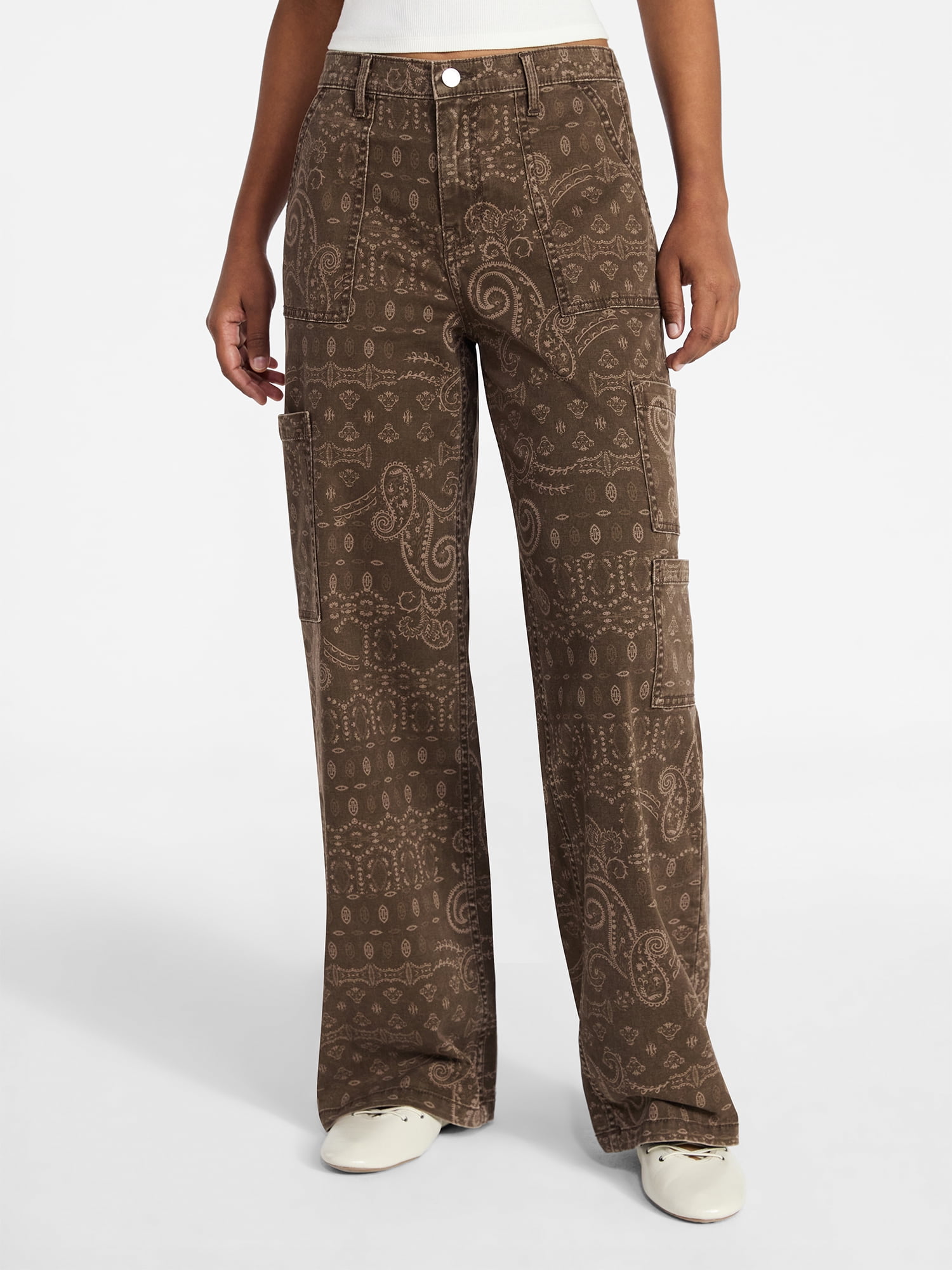 No Boundaries Wide Leg Cargo Pants, 33.5" Inseam, Women's and Women's Plus XXS-4X