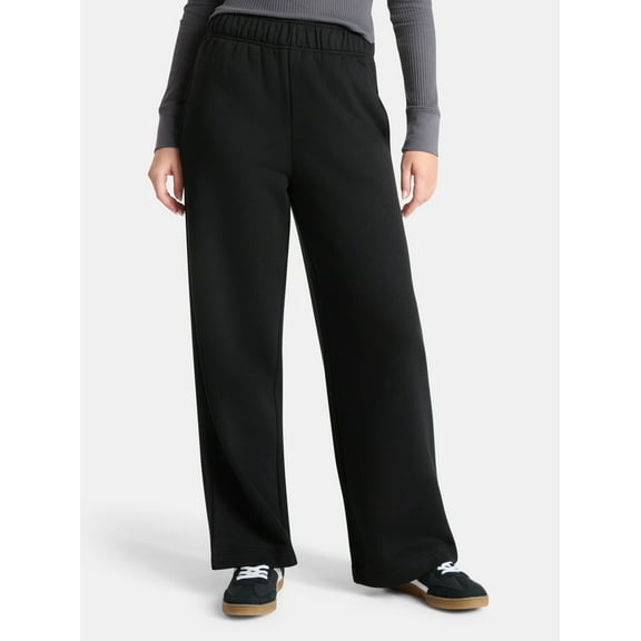 No Boundaries Soft Fleece Wide Leg Pants, 30” Inseam, 1 or 2-Pack, Women’s XXS-4X