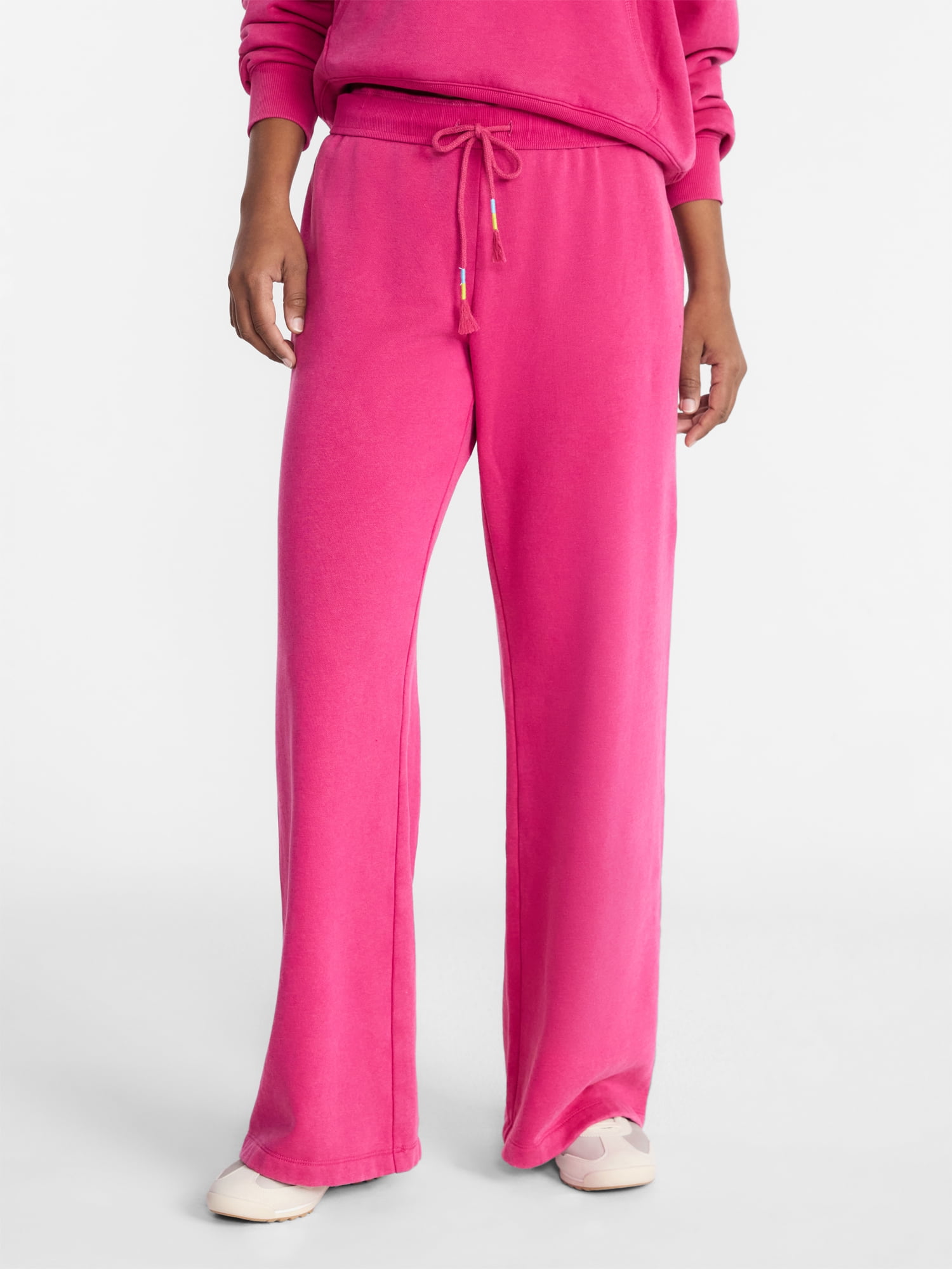 No Boundaries Washed Fleece Wide Leg Pants, 31" Inseam, Women's XXS-XXL