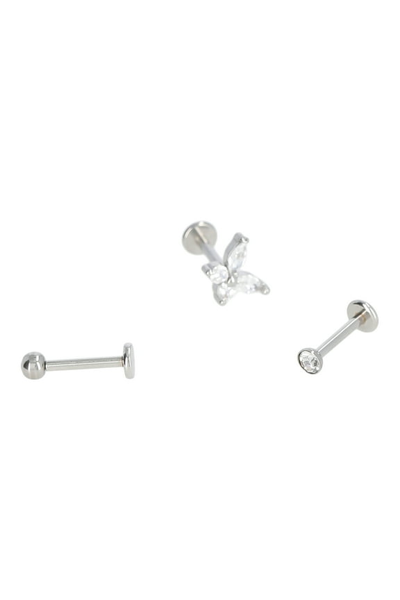 Women's 18G Stainless Steel Piercing Element Cartilage Pack, 3-Pieces
