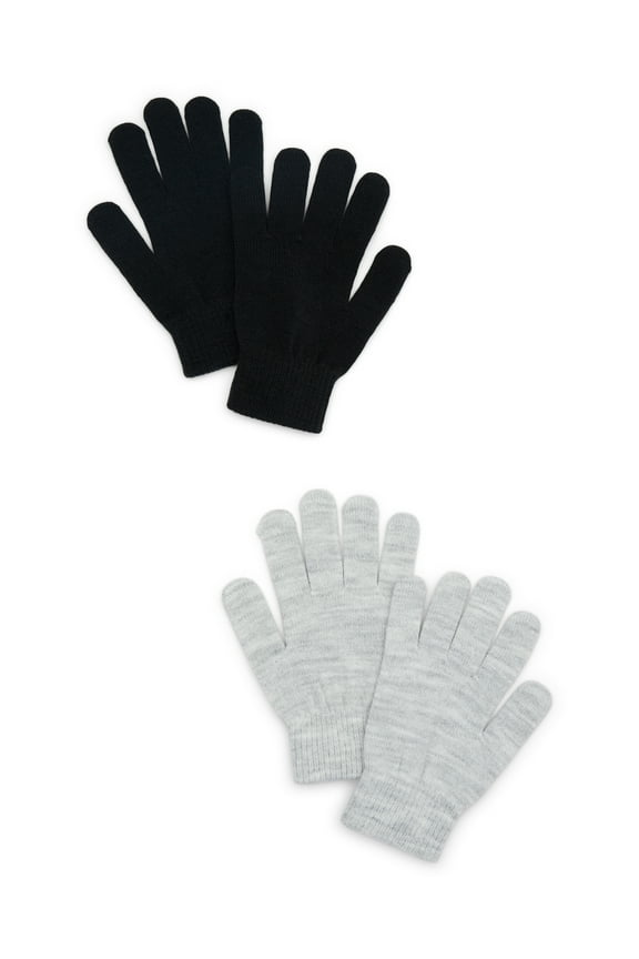 Knit Gloves, 2-Pack, Women's, One Size, Light Grey Heather