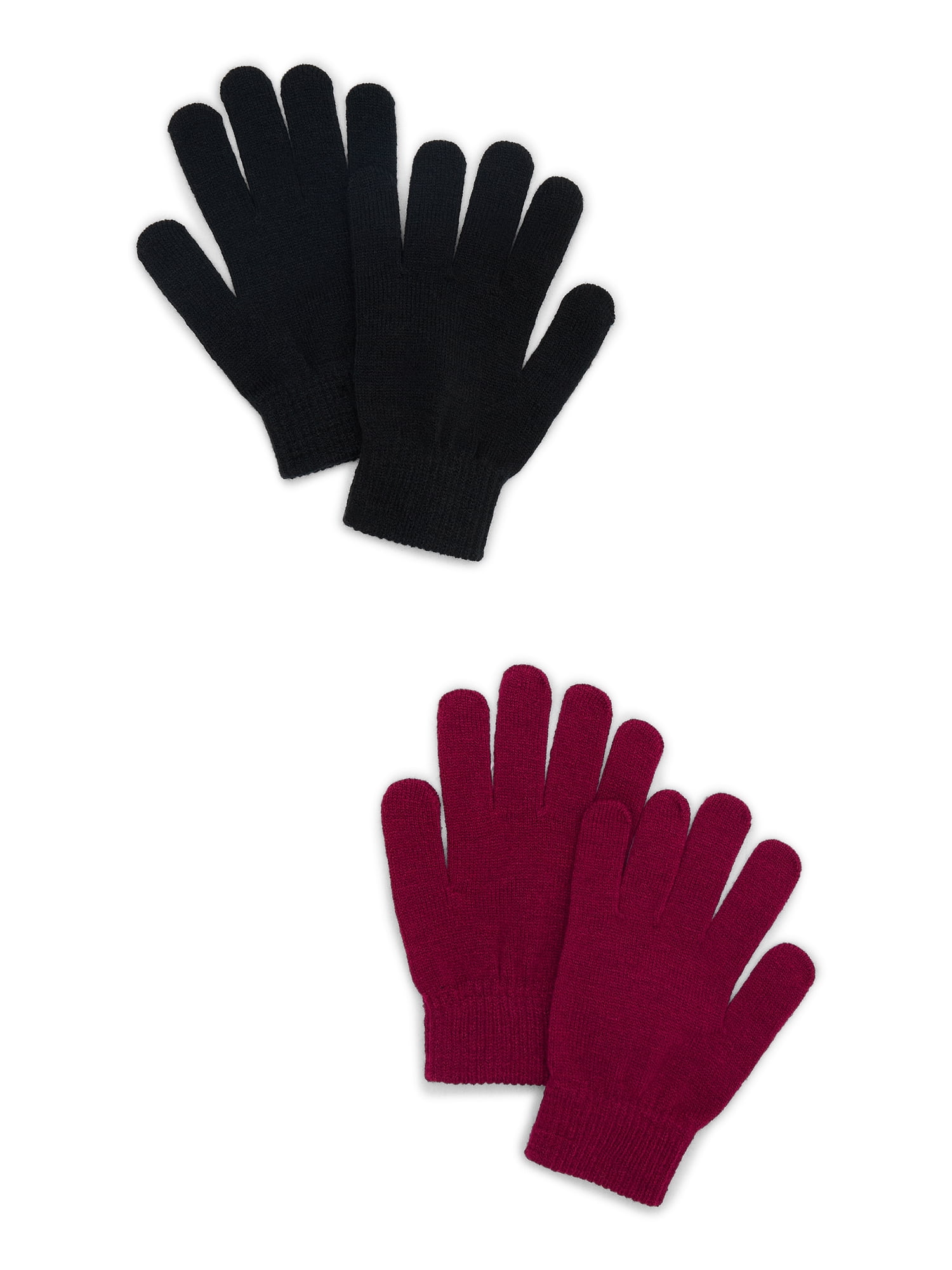 No Boundaries Knit Gloves, 2-Pack, Women's, One Size, Sparkling Merlot