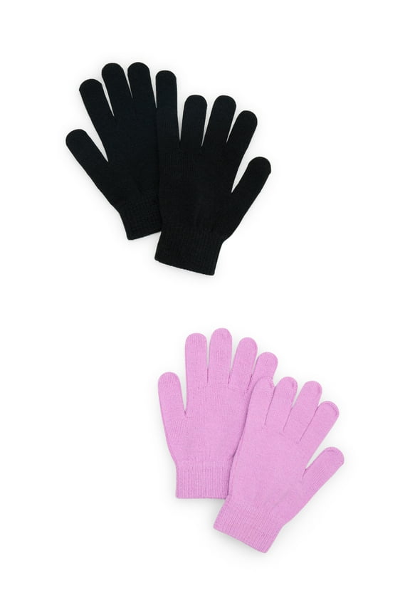 Knit Gloves, 2-Pack, Women's, One Size, Violet Liatris