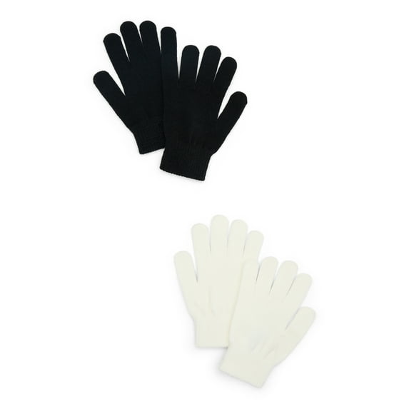 No Boundaries Knit Gloves, 2-Pack, Women's, One Size, Winter White