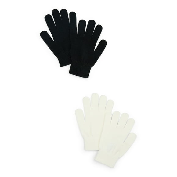 No Boundaries Knit Gloves, 2-Pack, Women's, One Size, Winter White