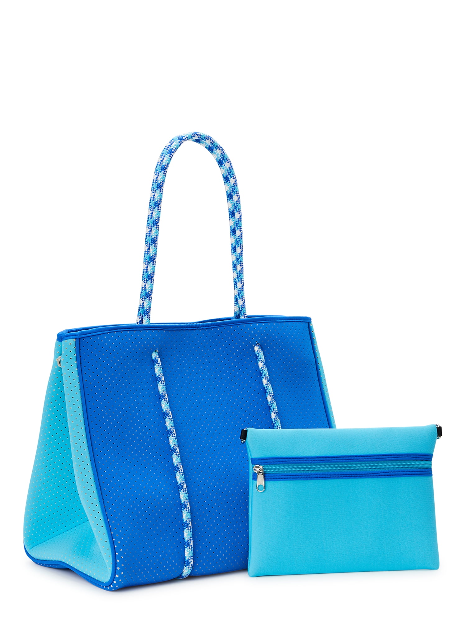 Large Neoprene Beach Tote Bags with Clip on Pouch - Multiple