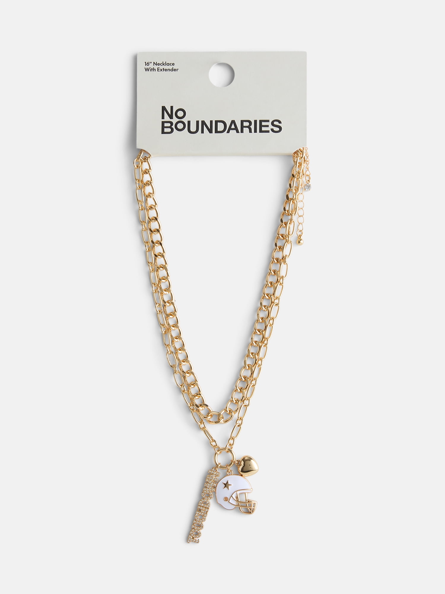 No Boundaries Women's Game Day Gold Tone Cluster Charm Necklace Set, 2 Piece