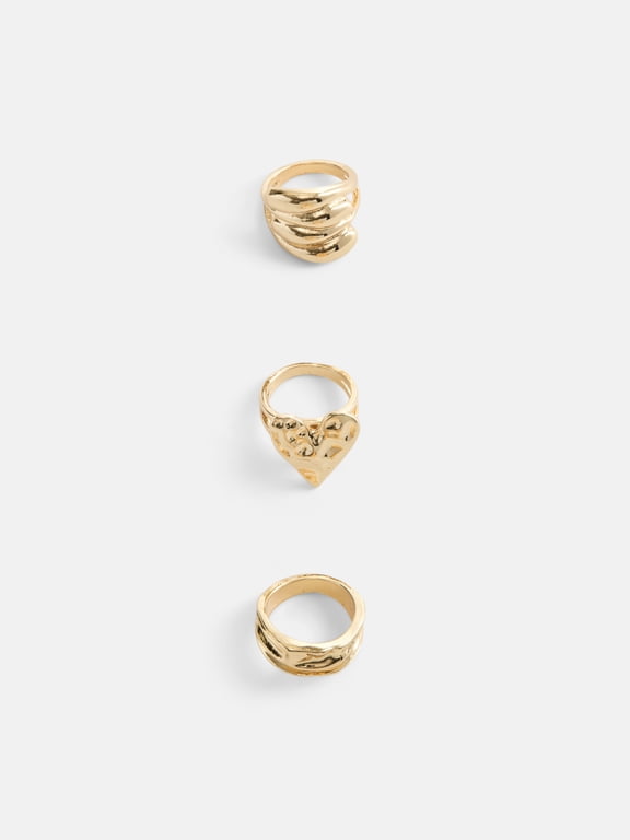 Women's Goldtone Heart Ring Set, 3-Piece, Size 8