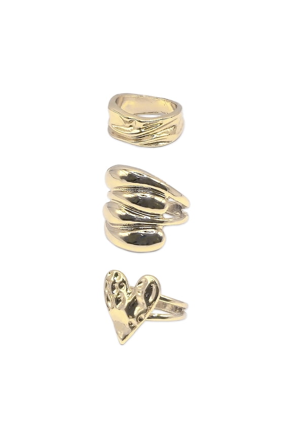 Women's Goldtone Heart Ring Set, 3-Piece, Size 8