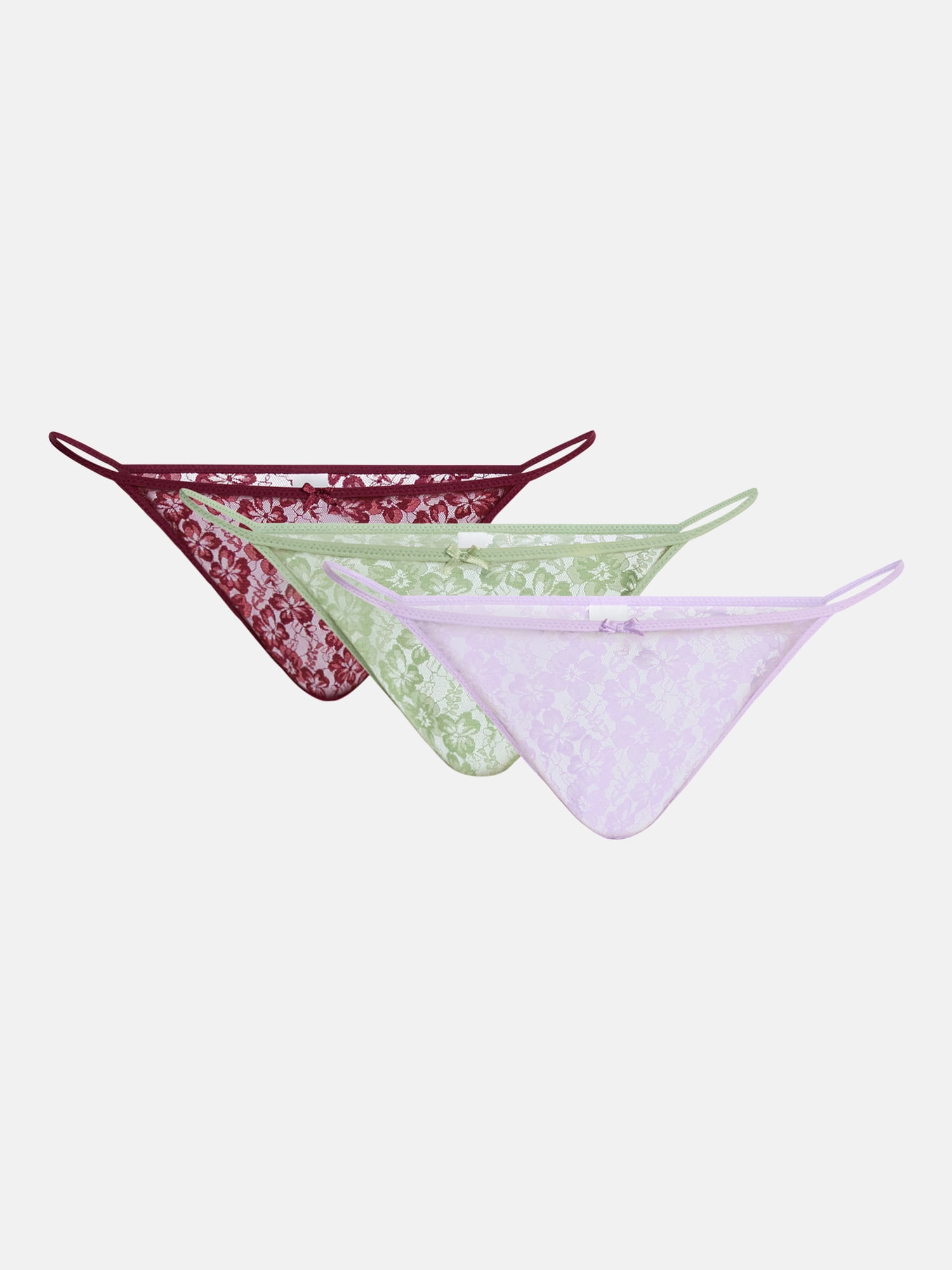 No Boundaries Women’s All Over Lace Bikini Underwear, 3-Pack, Sizes XS-XXXL