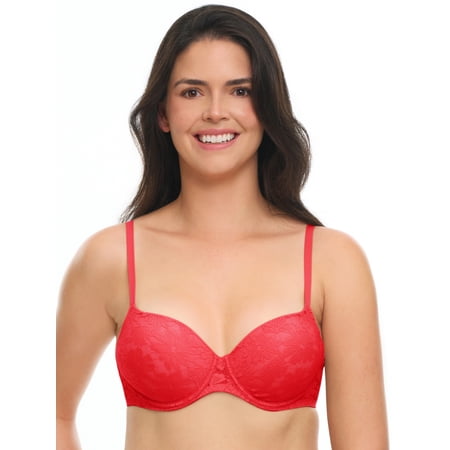 No Boundaries Women's All Over Lace Push Up Bra with Sugarcup, Sizes 34A-40DD