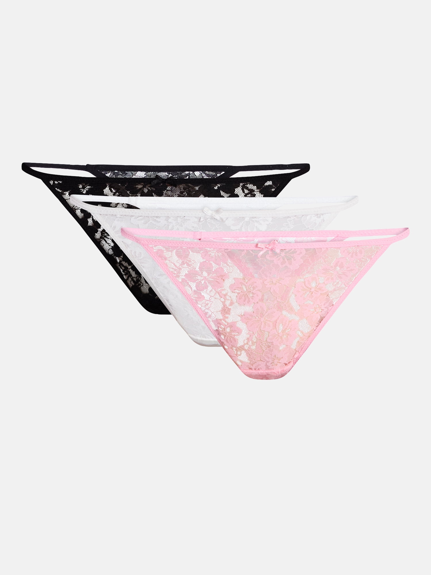 No Boundaries Women’s All Over Lace Thong Underwear, 3-Pack, Sizes XS-XXXL