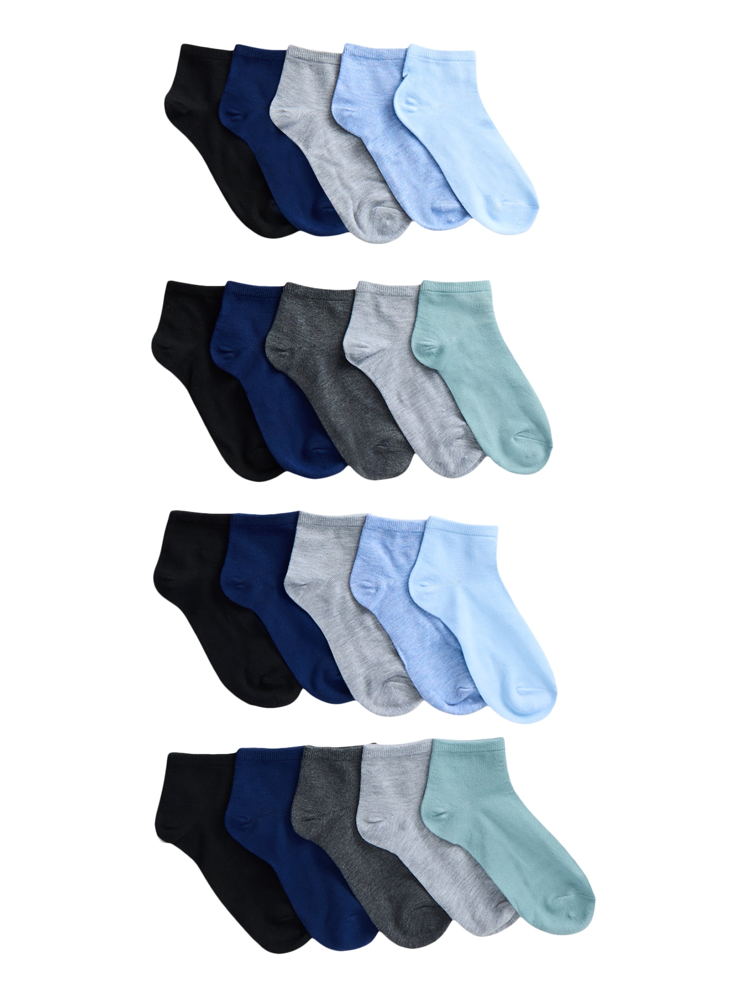 No Boundaries Women's Ankle Cut Socks, 20 Pack, Shoe Sizes 4-10