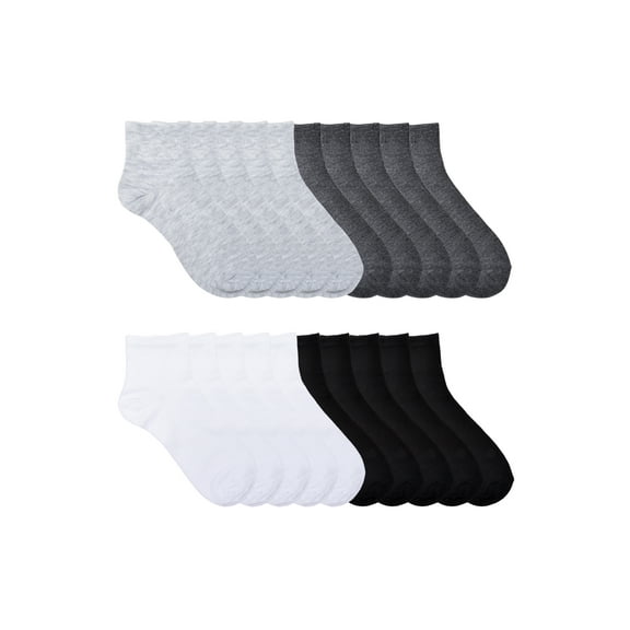 No Boundaries Womens Ankle Socks, 20-Pack, Shoe Size 4-10