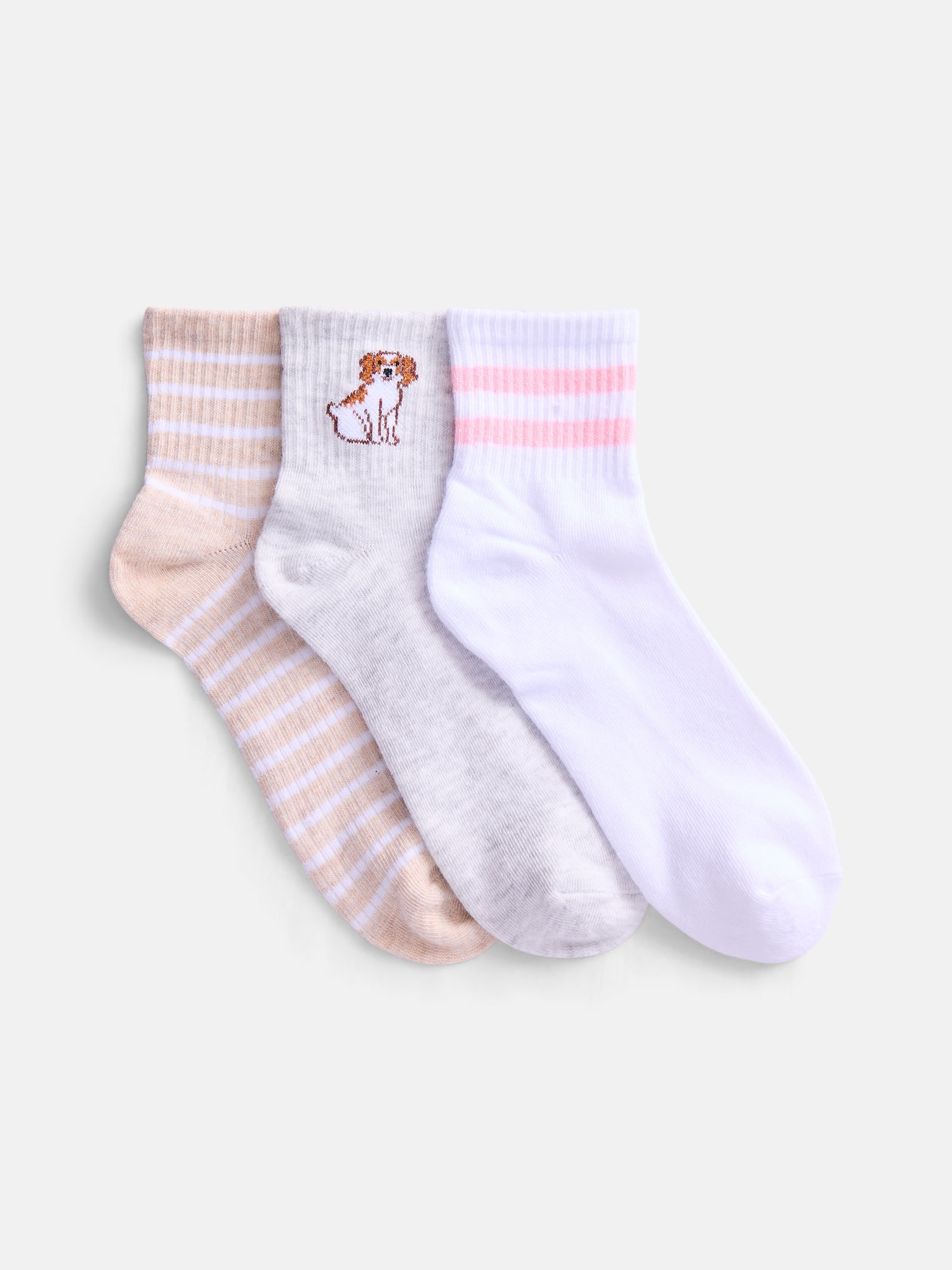 No Boundaries Women's Ankle Socks, 3-Pack, Size 4-10