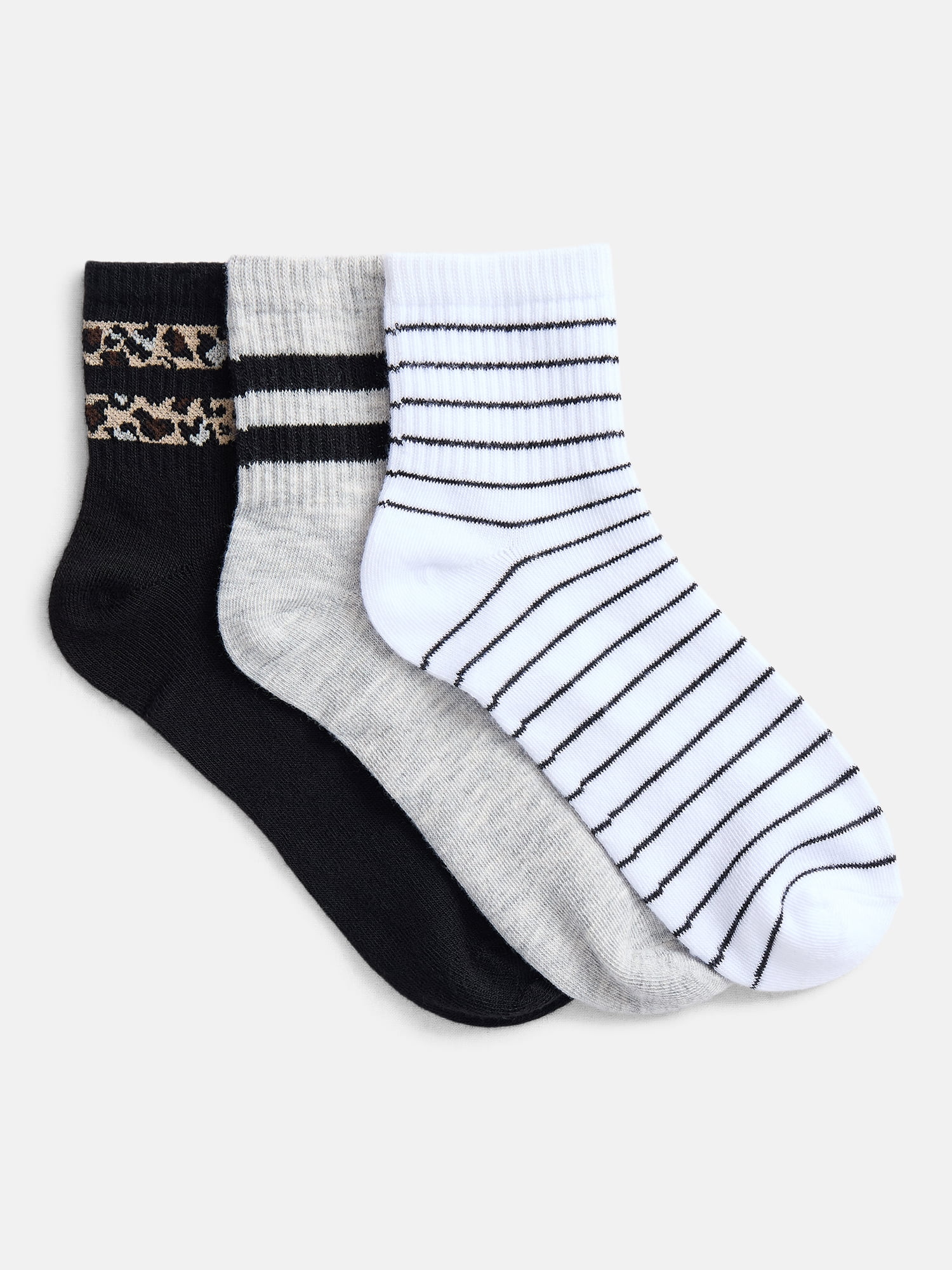 No Boundaries Ankle Socks, 3-Pack, Women's, Size 4-10