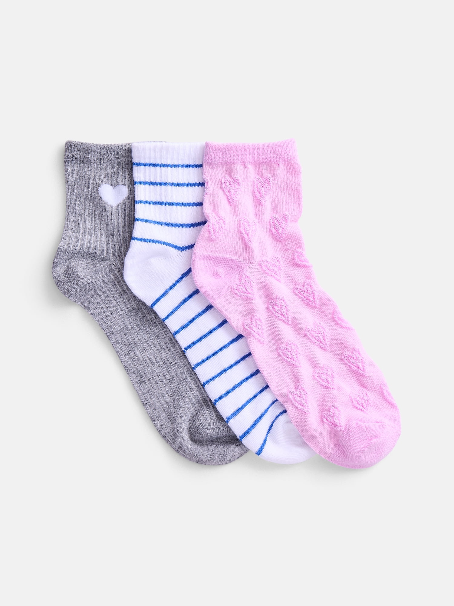 No Boundaries Women's Ankle Socks, 3-Pack, Size 4-10