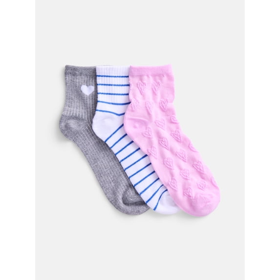 No Boundaries Women's Ankle Socks, 3-Pack, Size 4-10