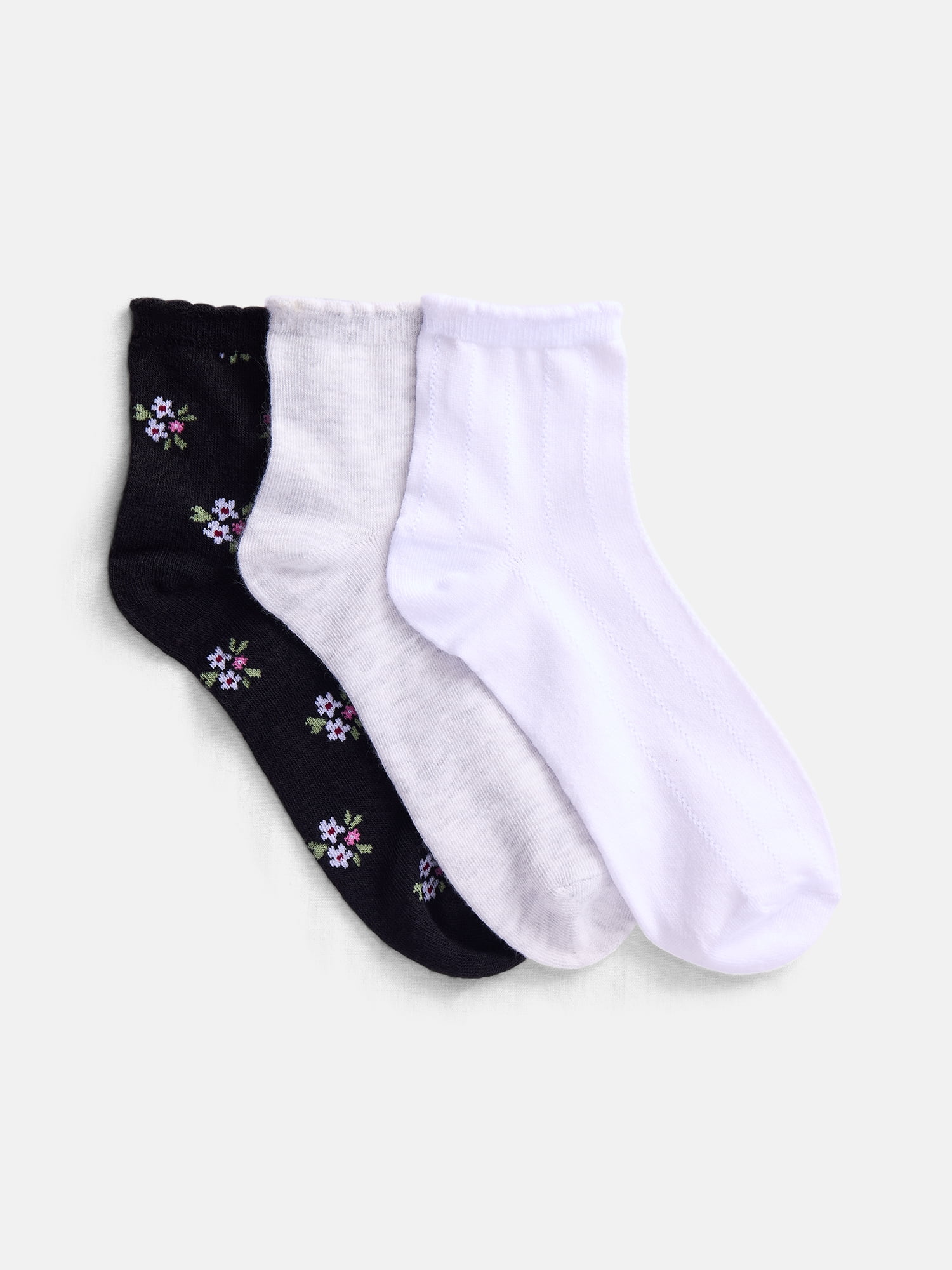 No Boundaries Women's Ankle Socks, 3-Pack, Size 4-10