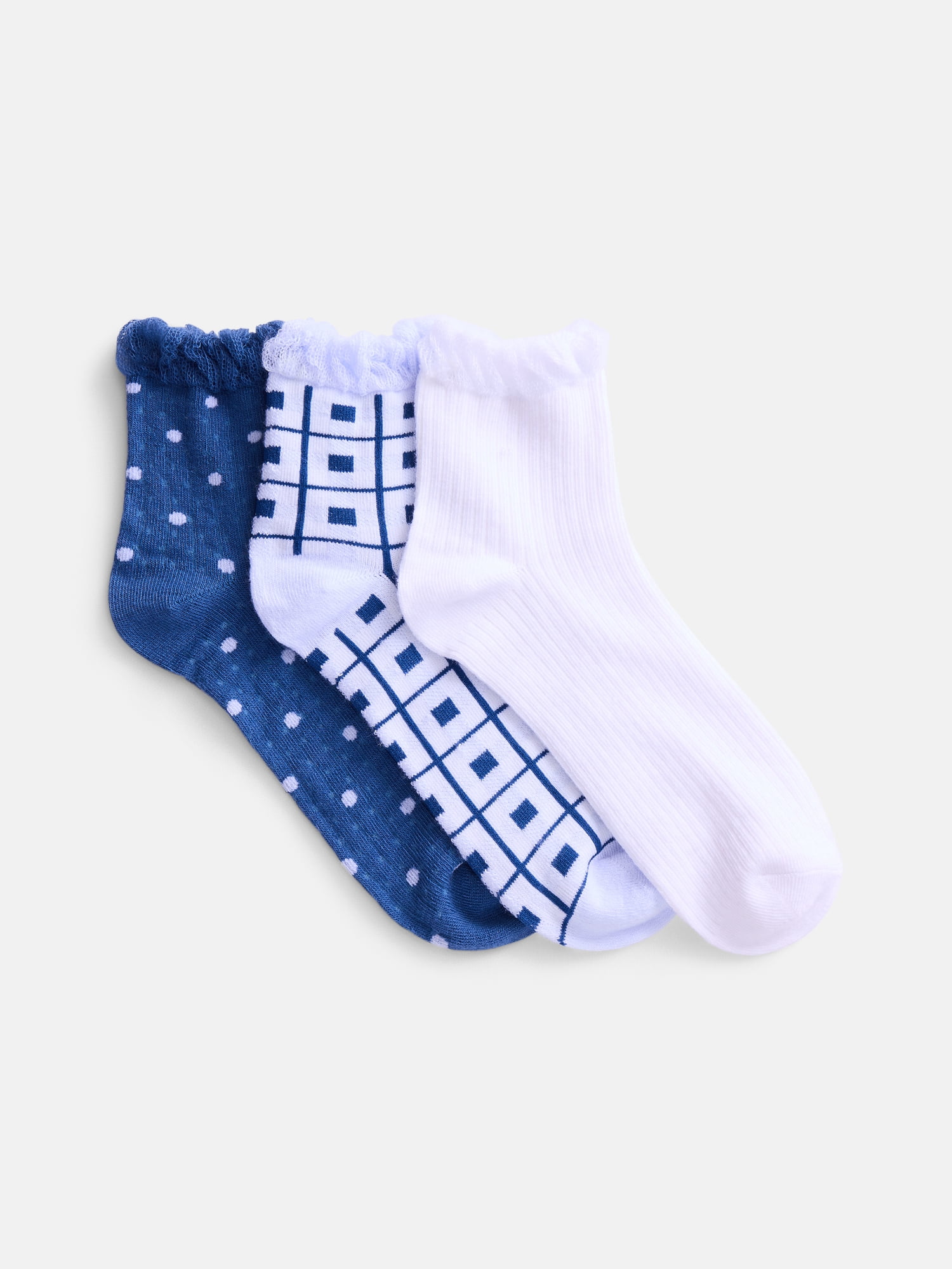 No Boundaries Women's Ankle Socks, 3-Pack, Size 4-10