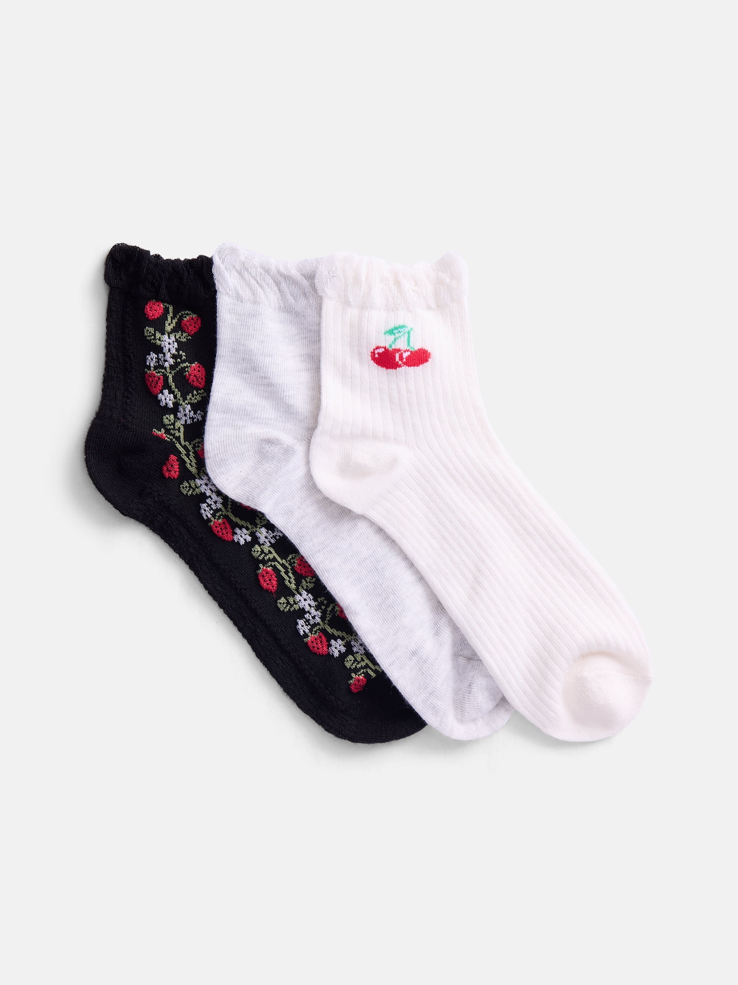 No Boundaries Women's Ankle Socks, 3-Pack, Size 4-10