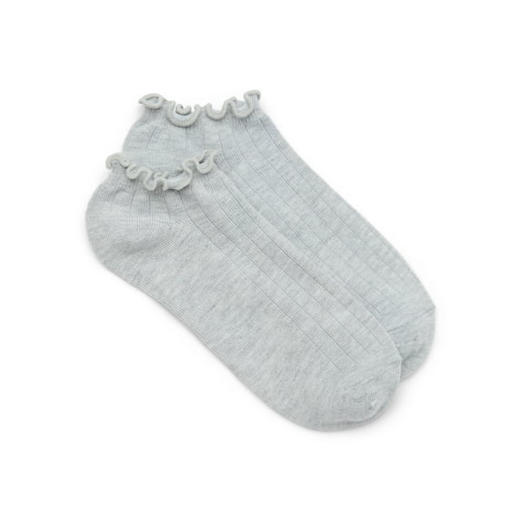 No Boundaries Women's Ankle Socks with Lettuce-Edge Trim, 1 Pack, Size 4-10