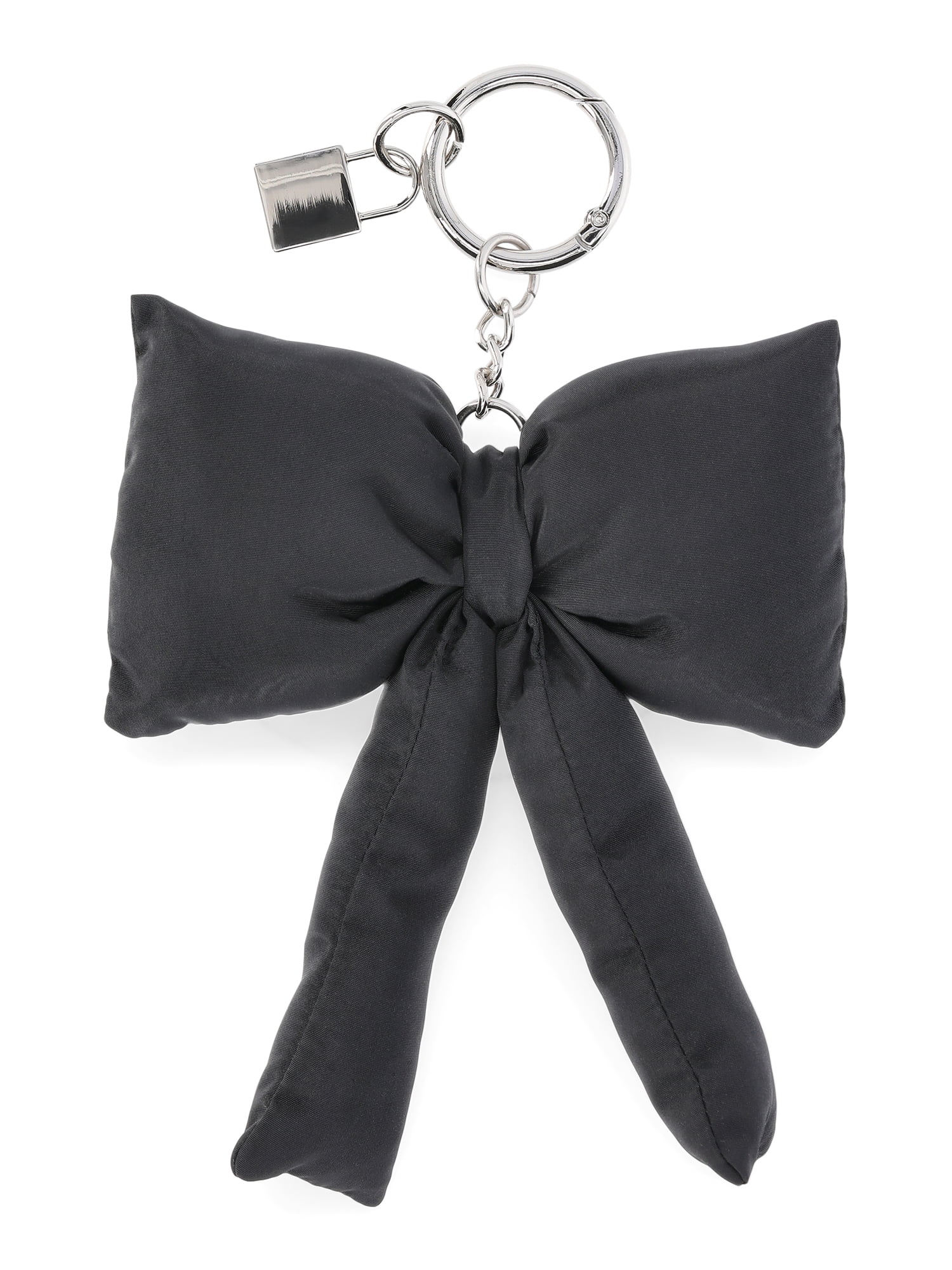 No Boundaries Women's Bag Charm, Black Puffer Bow