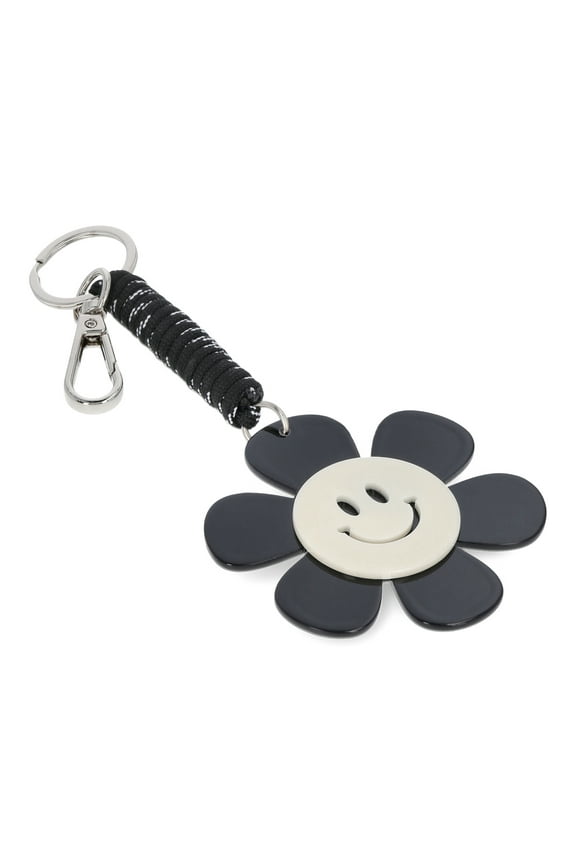 Women's Hands Free Bag Charm, Black/White Flower Bungee