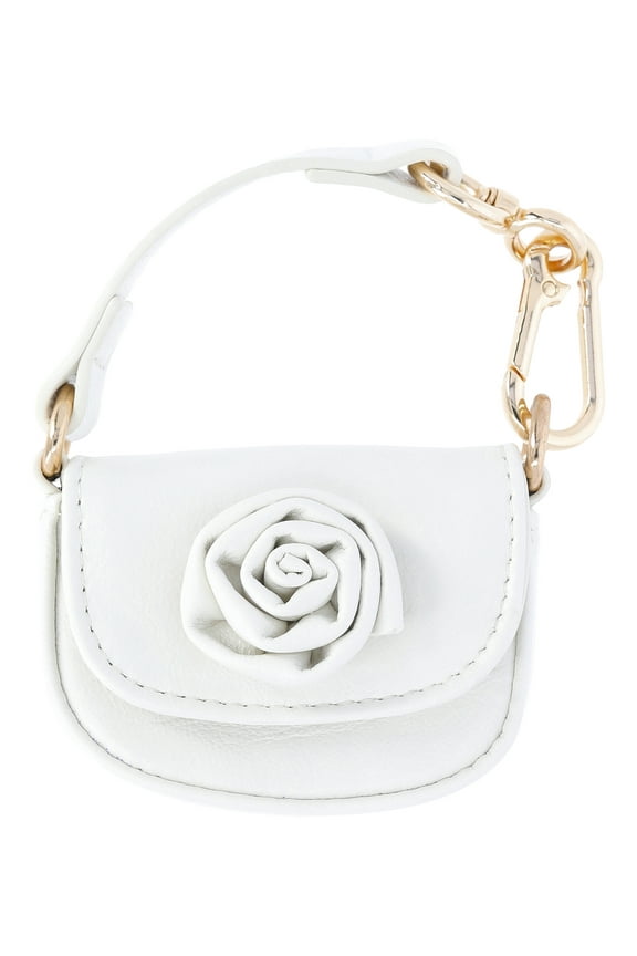 Women's Bag Charm, Cream Rose Mini Bag