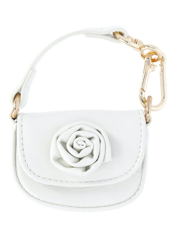 Women's Bag Charm, Cream Rose Mini Bag