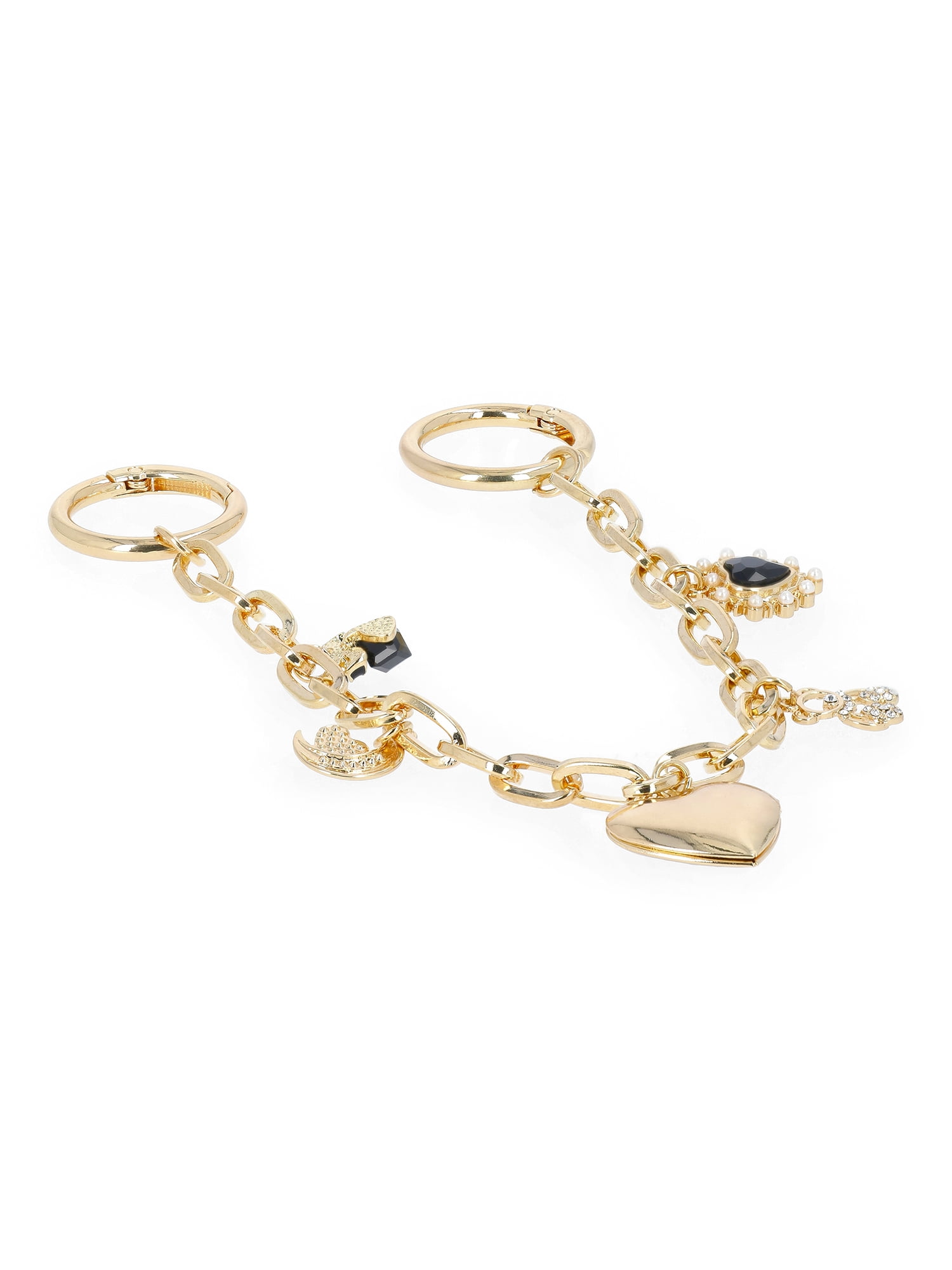 No Boundaries Women's Heart Swag Chain Bag Charm, Gold-Tone/Black