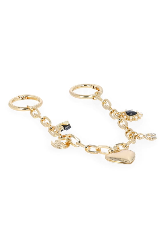 Women's Heart Swag Chain Bag Charm, Gold-Tone/Black