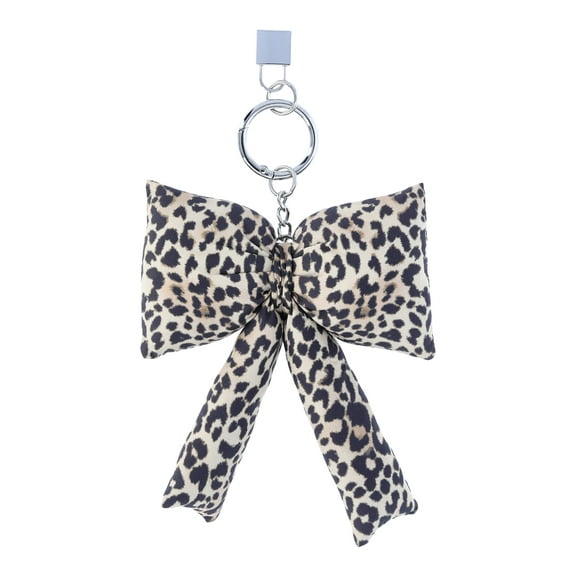 No Boundaries Women's Bag Charm, Leopard Puffer Bow