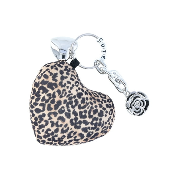 No Boundaries Women's Bag Charm, Leopard Puffer Heart