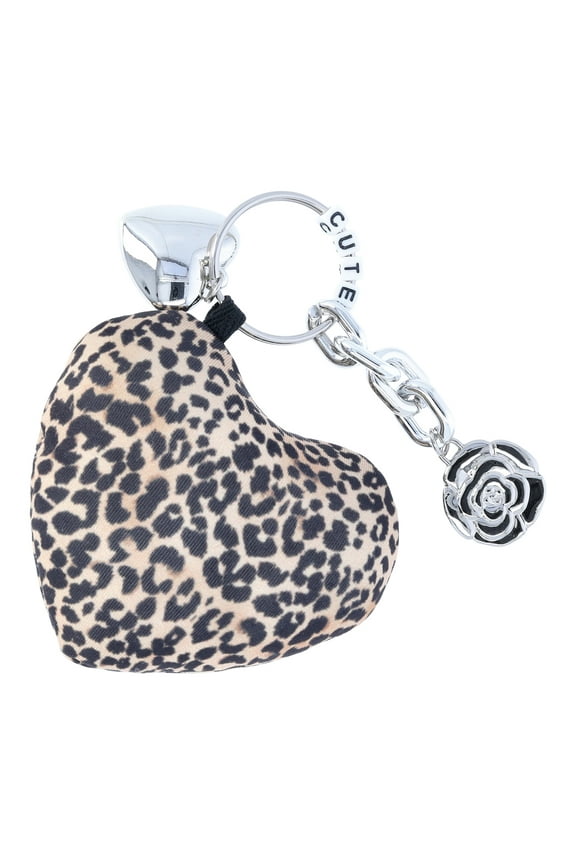 Women's Bag Charm, Leopard Puffer Heart
