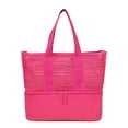 thumbnail image 1 of No Boundaries Women’s Beach Bag with Zip Bottom Cooler Fuchsia Sizzle Perforated, 1 of 5